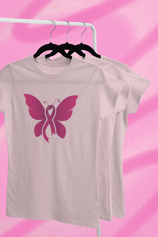Pink Ribbon Butterfly   - Adult Tee