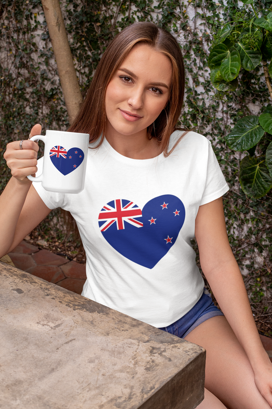 New Zealand Flag Heart - Adult Tee