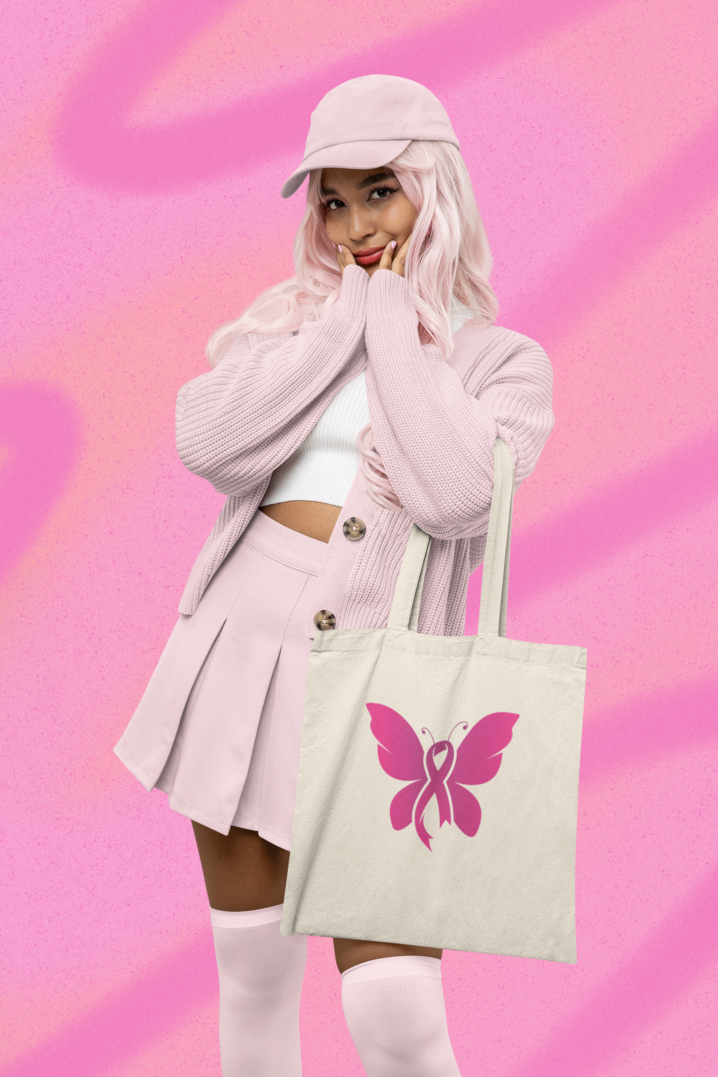 TOTE - Pink Ribbon Butterfly